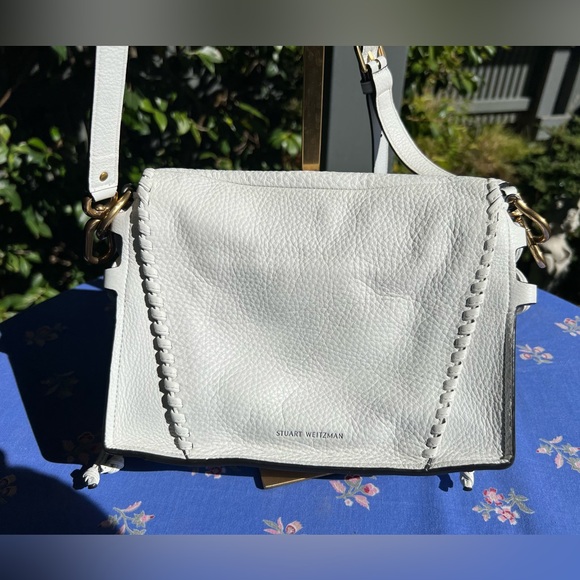 Stuart Weitzman White Leather Shoulder Crossbody Bag - Picture 6 of 6